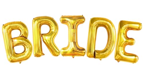 RB INTERNATIONAL Goldene Buchstabendekorationen für die Braut, perfekt für Brautpartys, Verlobungsfeiern, Junggesellinnenabschiede, Hochzeiten und Jubiläen. 40,6 cm Mylar-Folie, Alphabet, Gold, von RB INTERNATIONAL