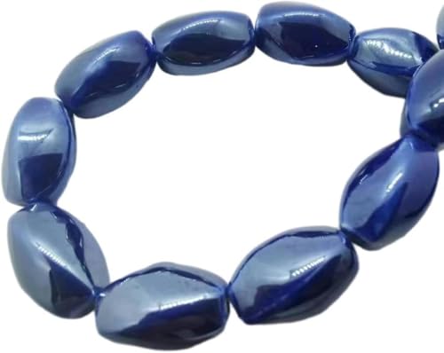 Keramische lose Perlen, 30 Stück 17 * 11mm Porzellan Perlen in Alien-Form Keramische Perlen für Schmuckherstellung Halsketten Armbänder Lose Spacerperlen Charms Handwerk machen(Royal Blu von RBSN