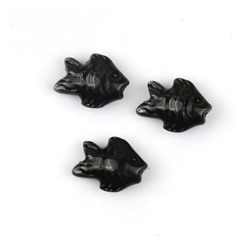 Lose Keramikperlen, 15 x 19 mm, 20 Stück, kleine Fisch-Porzellanperlen, handgefertigte Keramikperlen zur Schmuckherstellung, Halsketten, Armbänder, lose Abstandsperlen, Basteln(Black) von RBSN