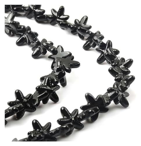 Lose Keramikperlen, 50 Stück, 18 x 18 mm, flache Porzellanperlen in Seesternform, handgefertigte Keramikperlen zur Schmuckherstellung, Halsketten, Armbänder, lose Perlen, Basteln(Black) von RBSN