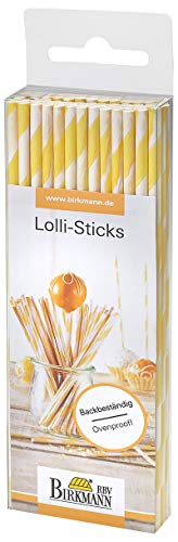 Lolli-Sticks, gelb gestreift, Stiele für Cake Pops, 48 Stück von RBV Birkmann