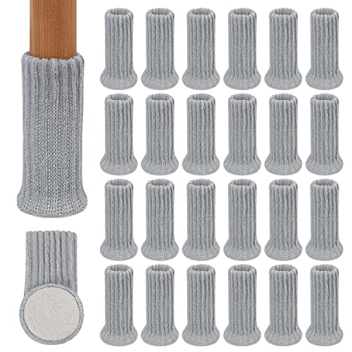 RCHYFEED 24 Stück Möbelbeinsocken, Gestrickte Stuhlbeine Socken, Stuhlbeinschoner Elastisch für 1 bis 2 Zoll Durchmesser der Stuhlfüße, Tischbeine Möbelbeine Stuhlbeine-Bodenschoner Vermeiden Kratzer von RCHYFEED