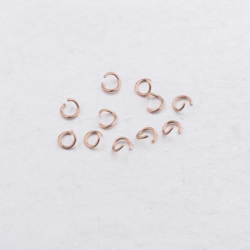 100 Stück/Lot 316L Edelstahl hypoallergener offener Biegering-Verbinder 3 4 5 6 mm für DIY-Kette, Armband, Halskette, Schmuckherstellung, Roségold, 0,4 x 3 mm von RCIDOS