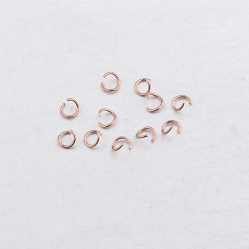 100 Stück/Lot 316L Edelstahl hypoallergener offener Biegering-Verbinder 3 4 5 6 mm für DIY-Kette, Armband, Halskette, Schmuckherstellung, Roségold, 0,6 x 4 mm von RCIDOS