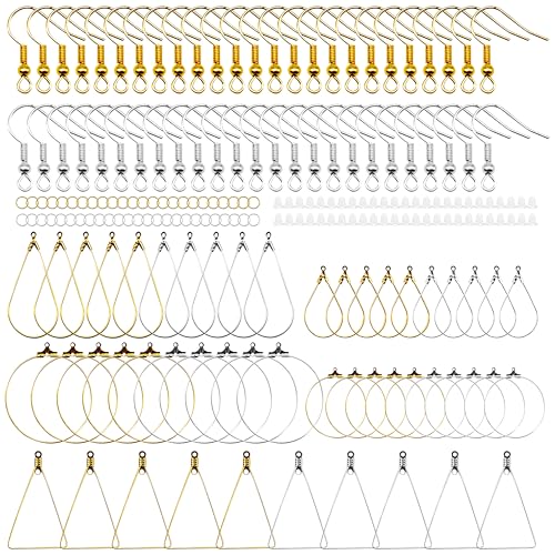 200 Stück Ohrringe Selber Machen Set Für Diy Ohrringe Dreieckige Und Ohrhaken Tropfenform Creolen Runde Kunststoff Ohrstöpsel Draht Creolen Für Diy Schmuckherstellung von RCIDOS