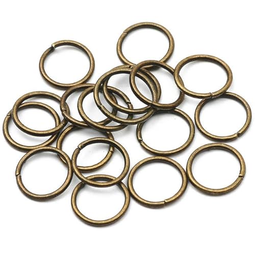 Farbige 3–16 mm einzelne runde Biegeringe aus Metall, geteilte Ringe, Verbinder für DIY-Schmuckherstellung, Halskette, Armband, Zubehör, Bronze, 12 mm, 100 Stück von RCIDOS