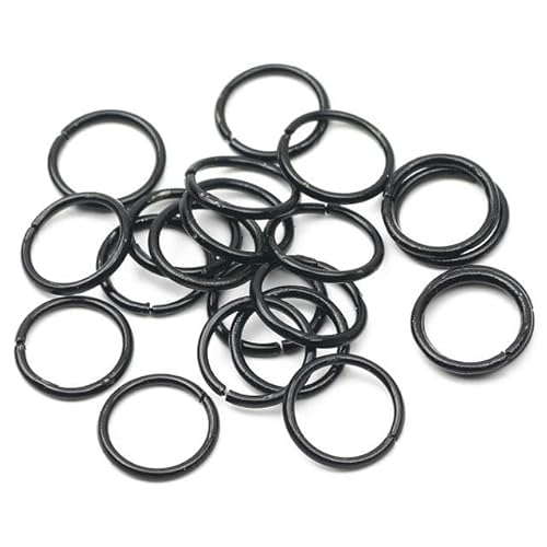 Farbige 3–16 mm einzelne runde Biegeringe aus Metall, geteilte Ringe, Verbinder für DIY-Schmuckherstellung, Halskette, Armband, Zubehör, Schwarz, 10 mm, 200 Stück von RCIDOS