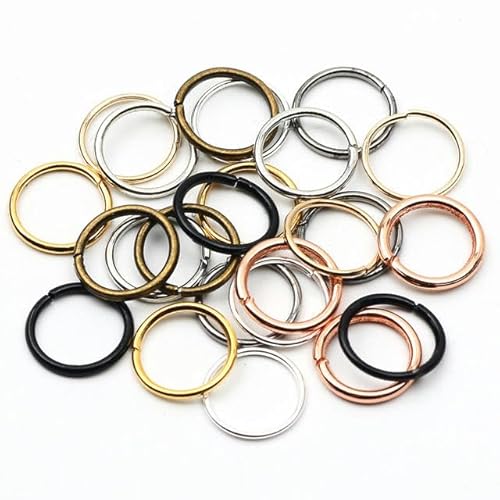 Farbige 3–16 mm einzelne runde Biegeringe aus Metall, geteilte Ringe, Verbinder für DIY-Schmuckherstellung, Halskette, Armband, Zubehör, gemischte Farbe, 10 mm, 200 Stück von RCIDOS