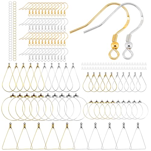 RCIDOS 200 Stück ohrringe selber machen set, Silber Hypoallergene Ohrhaken,Ohrringe Stecker,Geometrische Form Ohrringe Gold Und Silber,Für Schmuckherstellung (925 ohrringe set) von RCIDOS