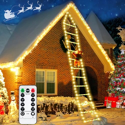 RDDAIPE Led Weihnachtsmann Leiter Lichterkette,3M Led Weihnachtsbeleuchtung Weihnachtsmann Auf Leiter Outdoor mit Timer,Speicherfunktion,8 Modi,für Innen Außen Weihnachtsbaum Fenster Weihnachten Deko von RDDAIPE