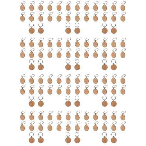 RDEXP 120 Stück Blanko Runde Schlüsselanhänger aus Holz für Dekoration 4,0 x 0,8 cm von RDEXP