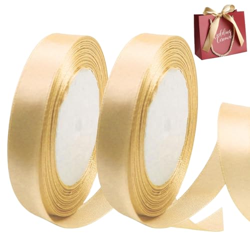 RDNKVB 2pcs Band Gold Geschenkband Gold Goldband Geschenkband Hochzeit Stoff Gold Geschenkband Taufe Geburtstag Dekoration Geschenkverpackung Geschenkband von RDNKVB