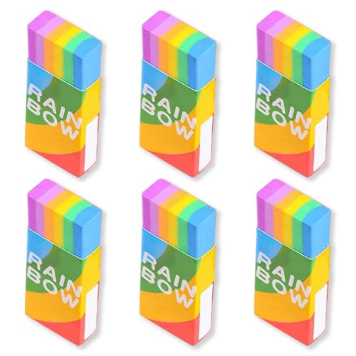 RDNKVB Mini Radiergummi Set für Schulen und Büros Malerei 6 Stück Weich 2B Kinder Regenbogen Radiergummi Radierer Schule Radiergummi von RDNKVB