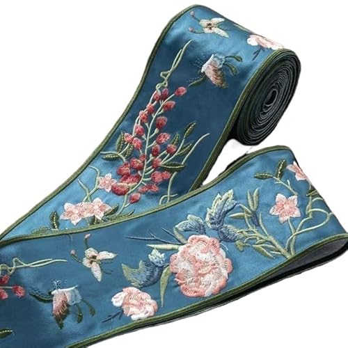 Kleidung Spitzenzubehör, chinesische Schmetterlingsblumenstickerei Spitzenzubehör Hanfu Kostüm Kostüm Vorhang Sofa dekoratives Tuchband(Blue) von RDWQDGJG