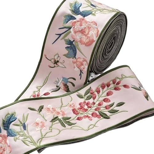 Kleidung Spitzenzubehör, chinesische Schmetterlingsblumenstickerei Spitzenzubehör Hanfu Kostüm Kostüm Vorhang Sofa dekoratives Tuchband(Pink) von RDWQDGJG