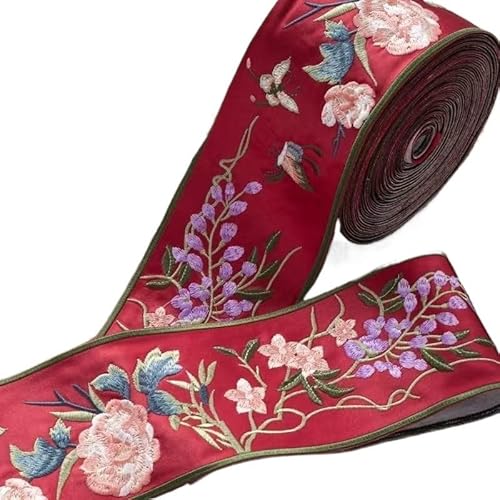 Kleidung Spitzenzubehör, chinesische Schmetterlingsblumenstickerei Spitzenzubehör Hanfu Kostüm Kostüm Vorhang Sofa dekoratives Tuchband(Red) von RDWQDGJG