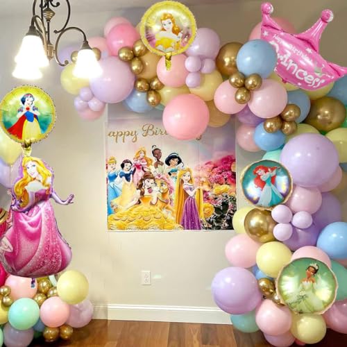 Prinzessin Ballons Bogen Girlande Kit 110pcs Prinzessin Geburtstag Party Dekorationen mit Prinzessin Folie Ballons für Mädchen Geburtstag Party Supplies… von REAGAR