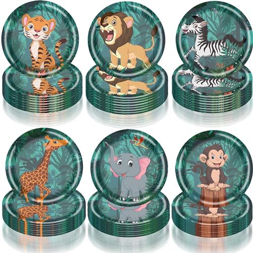 REAGAR 60pcs Safari Tier Party Teller Safari Tier Party Zubehör Gefälligkeiten Safari Tier Geburtstag Baby Dusche Dekor(7 in) von REAGAR