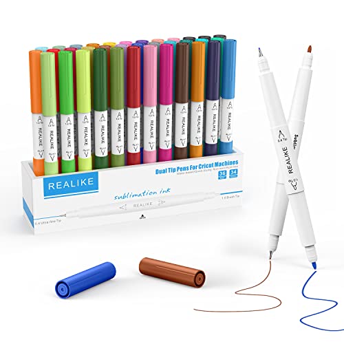 REALIKE Sublimation Infusible Marker Stifte Kompatibel mit Cricut Maker 3/Maker/Explore 3/Air 2/Air Dual Tips 1.0/0.4 Tipps Zeichnung Tinte Wärmeübertragung für Cricut Becher Wärmepresse von REALIKE