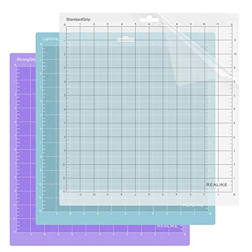 REALIKE VarietyGrip Schneidematte für Cricut Explore One/Air/Air2/Maker,12x12 Zoll30.48cm X30.48cm3er-Pack Klebstoff klebrig Schneidematte Flexibler rutschfester Ersatz Vinyl Schneidematte zum Basteln von REALIKE