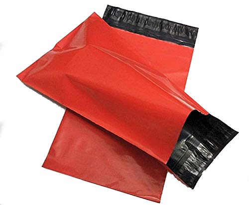 REALPACK® 25 x Rote Kunststoff-Mehrzweck-Versandtaschen, Größe 250 mm x 350 mm (+ 40-mm-Lasche), DVD Postsendung Gratis, Schneller Versand von REALPACK