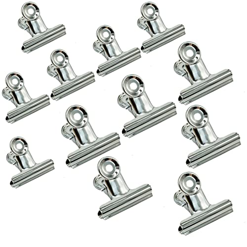 Silberne Bulldoggen-Clips, Metall-Clips, Bulldoggen-Clips, Metall-Fotoclips, Geldbörse und Aktenordner, geeignet für Heim- und Bürobedarf (50 mm, 63,0 mm), 12 Stück von REBECASKYENS