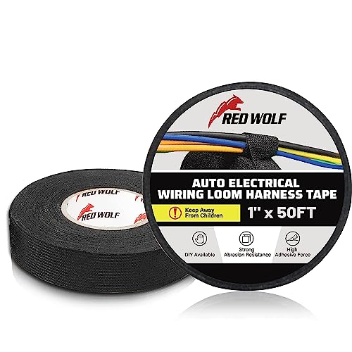 RED WOLF Gewebe Isolierband Kfz Kabel Klebeband Auto Elektrische Kabel Stoffband Selbstklebendes Mehrzweckfilzband 15m x 25mm 2 Stück von RED WOLF