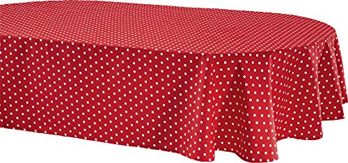 REDBEST Tischdecke, Tischwäsche Punkte Orlando, 100% Baumwolle rot Größe oval 140x190 cm - Robustes, glattes Gewebe (weitere Farben, Größen) von REDBEST