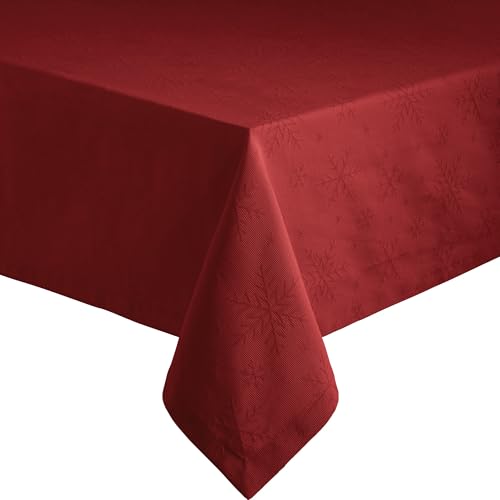 REDBEST Tischdecke Snowflake bügelleicht rot Größe 140x300 cm von REDBEST