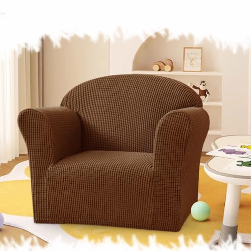 REDEXI Kinder Sofa Überzug Waschbar Sofabezug Kleine Karos Couch Überzug Möbelschutz Jacquardstoff Couchbezug Sofaschutz Weicher Stretch Protector ﻿(Brown) von REDEXI