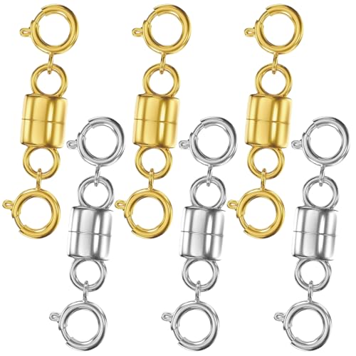 6 Stück magnetische Halskettenverschlüsse, Magnetverschlüsse für Halsketten, Armbänder, magnetische Halskettenverschlüsse, magnetische Schmuckverschlüsse für die Schmuckherstellung (Gold/Silber) von REEKNOKOL