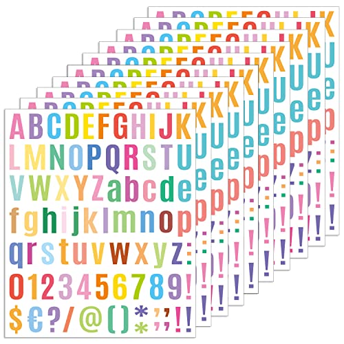 10 Bögen Buchstaben-Sticker Alphabet-Sticker, Alphabet-Zahlen-Sticker Bunte Buchstaben- und Zahlen-Sticker Selbstklebende Buchstaben-Sticker für Kinder, Deko-Kunst, DIY-Handwerk & mehr von REEKNOKOL
