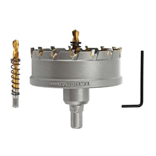 REETAI-FOUR 10,4 cm TCT-Lochsägen-Set, Wolframkarbidbestückt, mit titanbeschichtetem Zentrierbohrer für Metall, Edelstahl, Eisen (105 mm) von REETAI-FOUR