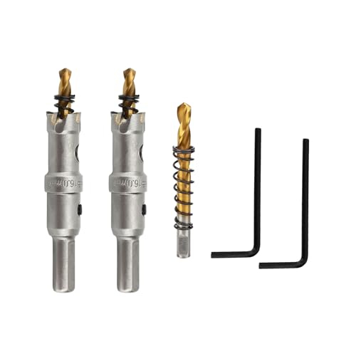 REETAI-FOUR TCT-Lochsägen-Set, 1,6 cm, Wolframkarbidbestückt, mit titanbeschichtetem Zentrierbohrer für Metall, Edelstahl, Eisen (16 mm, 2 Stück) von REETAI-FOUR