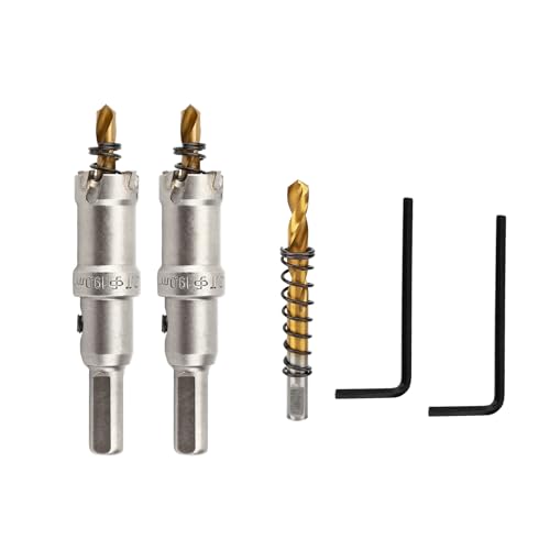 REETAI-FOUR TCT-Lochsägen-Set, Wolframkarbidbestückt, 1,9 cm, mit titanbeschichtetem Zentrierbohrer für Metall, Edelstahl, Eisen (19 mm, 2 Stück) von REETAI-FOUR