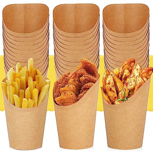 REFORUNG 50 Stück Bubble Waffeln Tüten Pommes 12oz Snack Container Kraftpapier Pommestüte Pommesbecher Pommes Papiertüten Boxen Kraftpapier Becher Pappbecher mit Schrägem Mund für Frozen Dessert von REFORUNG