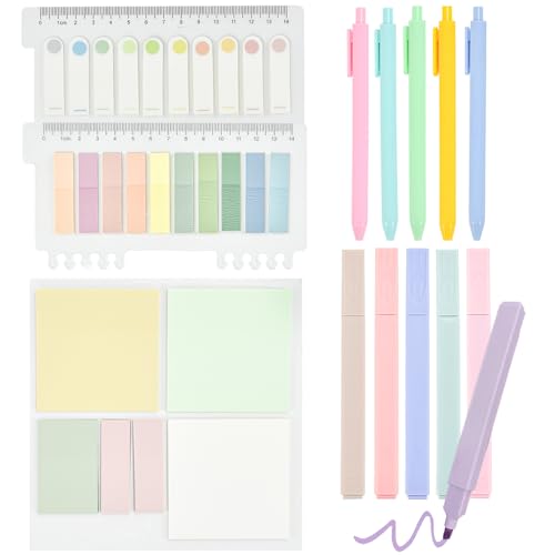 REFORUNG 700 Transparente Haftnotizen with 6 Textmarker 5 Gel Tintenstifte Pastell Highlighter Pen Marker Stifte Durchsichtige Sticky Notes for Bibel Marker Notizzettel Book Annotating Tabs von REFORUNG