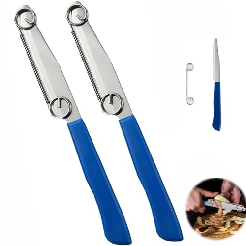 2 Stück Schäler Küche, Spargelschäler, Gemüseschäler, Quick Slicing Knife, 3-in-1-Multifunktions-Obstmesser Mit Verstellbarer Feder, Gemüse Universalschäler Edelstahl Kartoffelschäler von REGAPOG