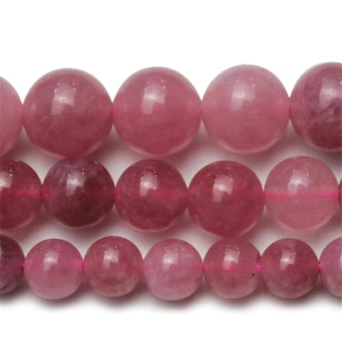 Erdbeer-Kristallquarz, Naturstein, runde Abstandshalter-Perlen für Schmuckherstellung, DIY-Perlen, Schmuck, 38,1 cm, 8 mm, 45 Stück von REHJJDFD