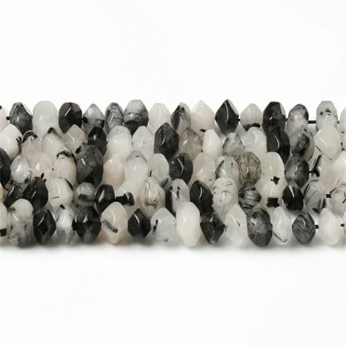 Natürliche Rauten-Edelsteinperlen, unregelmäßige, lose Perlen für Schmuckherstellung, DIY-Armbänder, 6 x 11 mm, Schwarz von REHJJDFD
