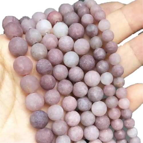 Natürliche matte Erdbeerquarz-Steinperlen, rund, lose Abstandshalter-Perlen für selbstgemachte Halsketten, Schmuck, 38,1 cm, 8 mm (ca. 46 Stück) von REHJJDFD