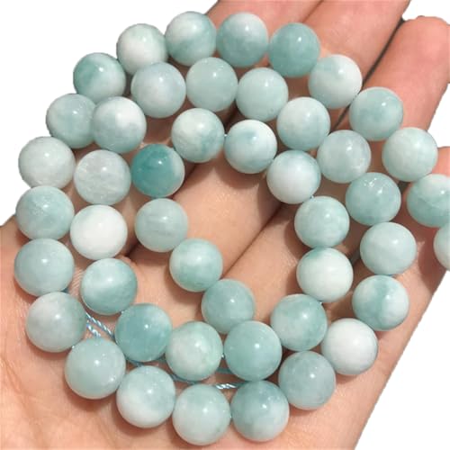 Naturstein-Anhänger, rund, lose Perlen für Schmuckherstellung, Handarbeiten, Armbänder, DIY, 6 mm, 61 Perlen, Hellblau von REHJJDFD