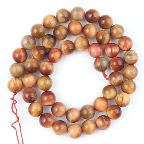 Naturstein-Perlen, Jades für Schmuckherstellung, rund, lose Abstandshalter, DIY, Charm-Armbänder, Tigerauge, ca. 4 mm, 91 Stück von REHJJDFD