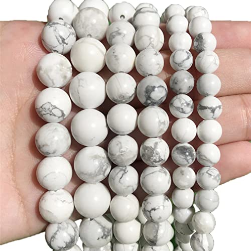 Natursteine, matt-weiße Türkisperlen, röhrenförmig, rund, lose Rocailles-Perlen für Schmuckherstellung, DIY, handgefertigtes Armband, Typ 2, rund von REHJJDFD