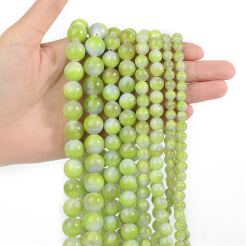 Natursteinperlen, goldfarben, seidig, rund, lose Perlen für Schmuckherstellung, DIY, Armband, Halsketten, EN8, Weiß, 6 mm, 61 Stück von REHJJDFD