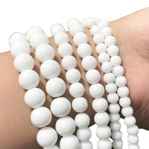 Tridacna-Perlen aus Naturstein, rund, lose Perlen für Schmuckherstellung, 38,1 cm, DIY-Armbänder, Halsketten, 4 mm, 91 Perlen von REHJJDFD
