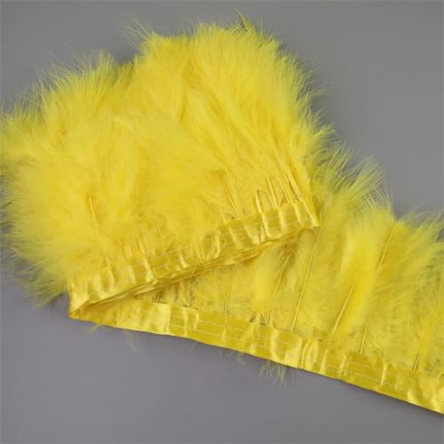 Truthahn-Federfransen 10,2 - 15,2 cm, buntes Marabu-Federband für Handarbeit, Kleidung, Heimdekoration, Gelb, 6 m von REHJJDFD