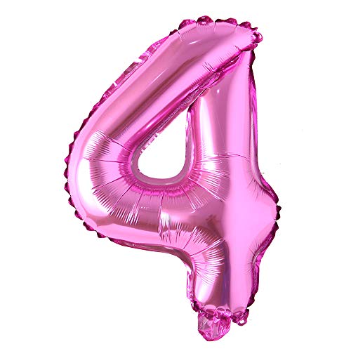 Rose Red 71,1 cm Buchstaben Alphabet Zahlen Ballons Folie Mylar-Party Hochzeit Bachelorette Geburtstag Brautparty Babyparty Abschlussfeier Jubiläum Feier Dekoration (nicht schweben) (71,1 cm Rose Red 4) von REIANS