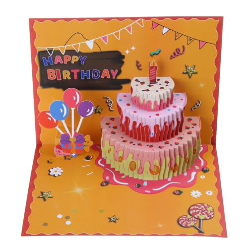 Geburtstagskarte für Kinder, Freunde, Familie, 3D-Geburtstagskuchen, Grußkarten, Postkarten, Geschenke mit Umschlag, Geburtstagsgeschenk von REITINGE