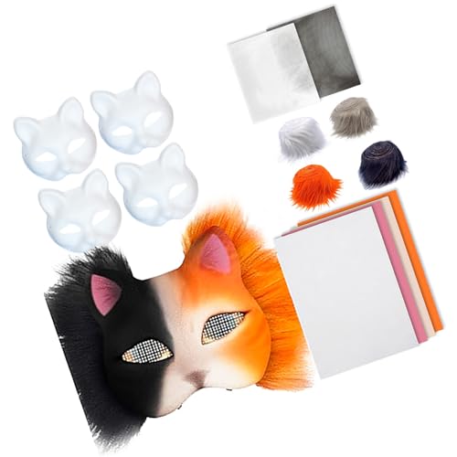 REITINGE Animal Kits Maskerade Handbemalte Katzen Unlackiert Anime Cosplay Halloween Party von REITINGE